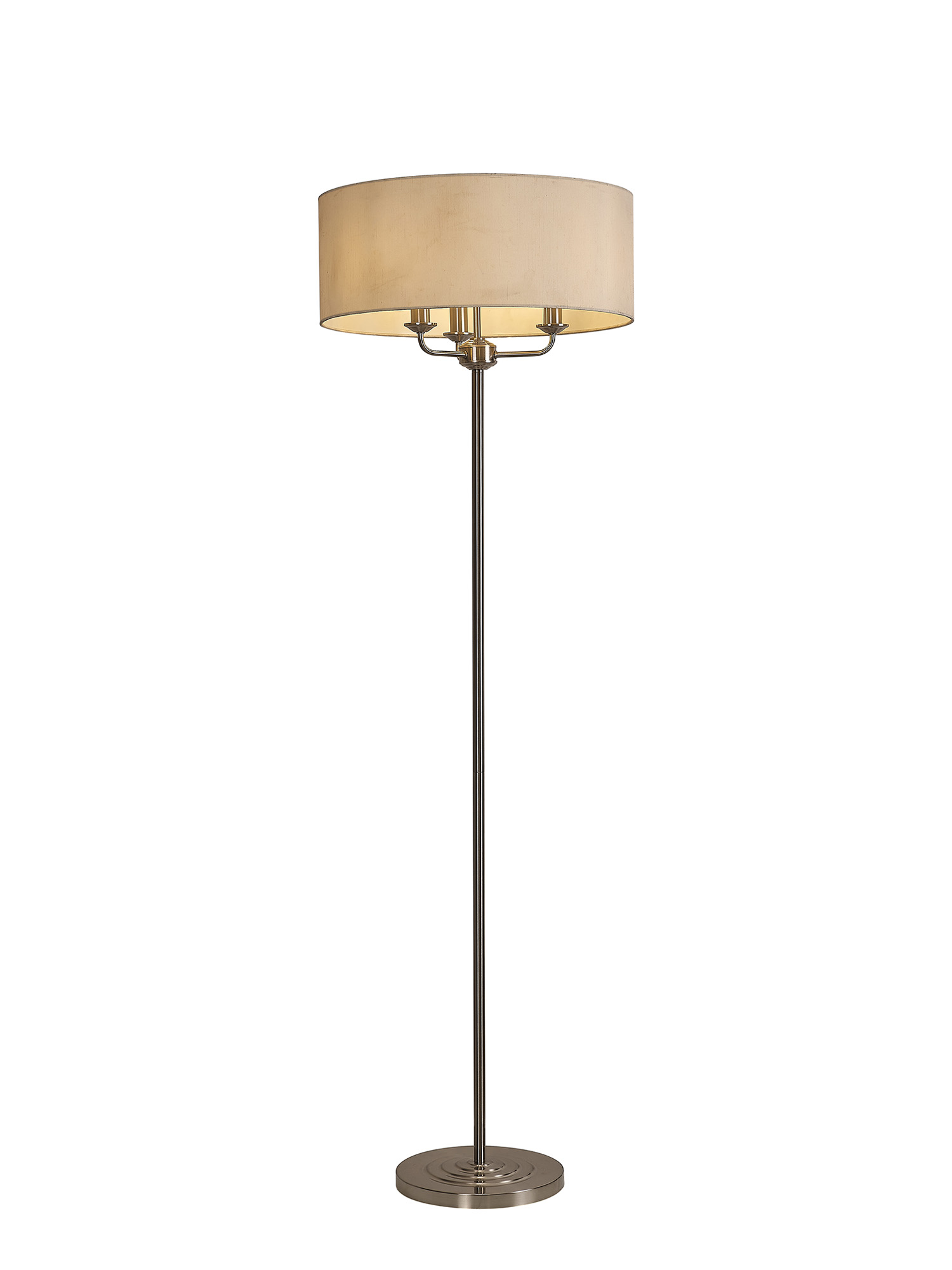 DK0935  Banyan 45cm 3 Light Floor Lamp Satin Nickel, Ivory Pearl